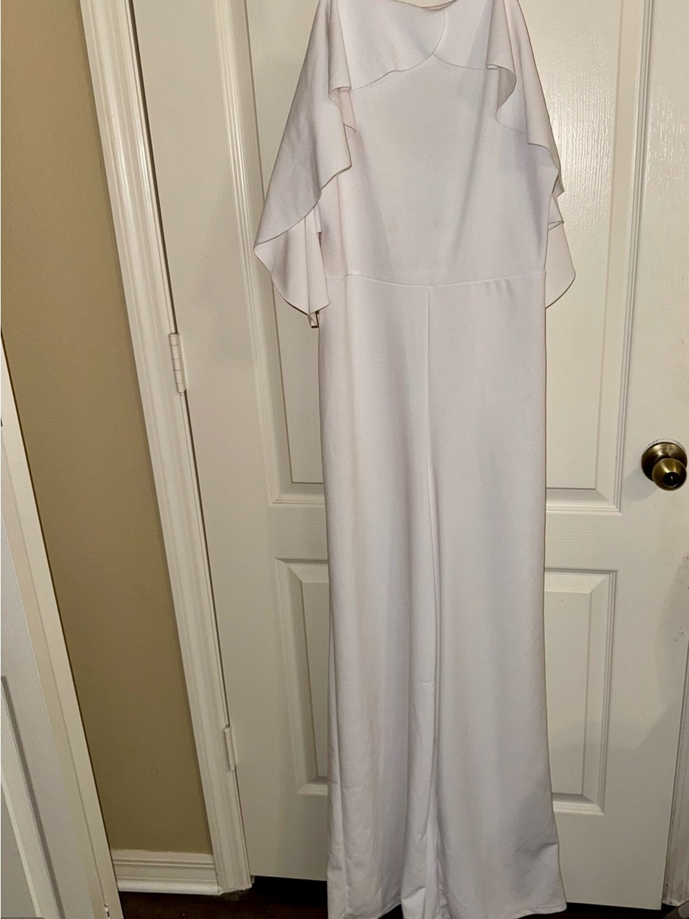 White Ruffle-Sleeve Jumpsuit